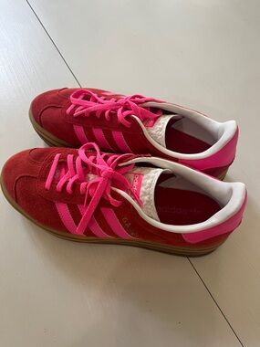 adidas Women’s Gazelle Sneakers in Red and Hot Pink